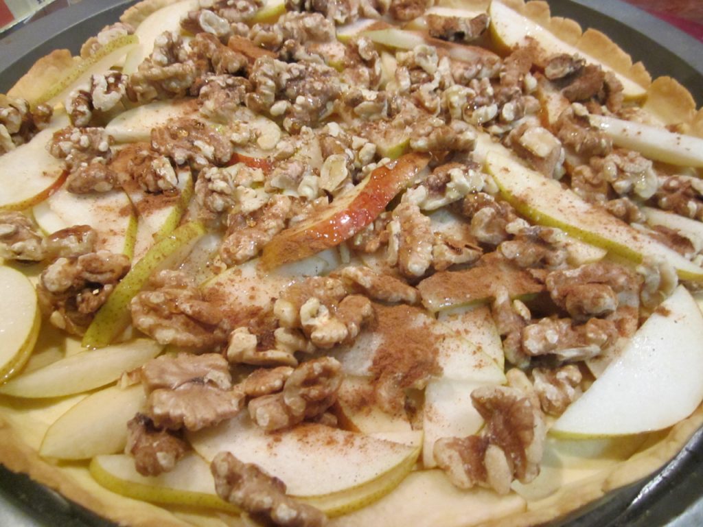 pear walnut mascarpone tart