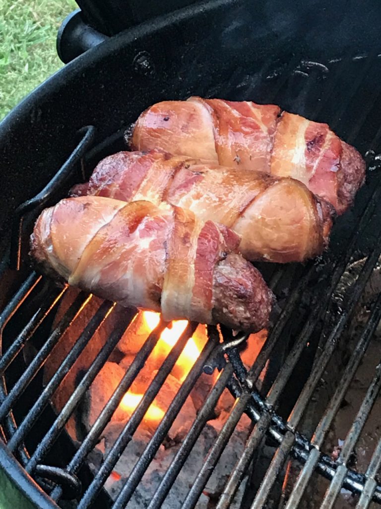 Smoked Bacon Burger Dogs