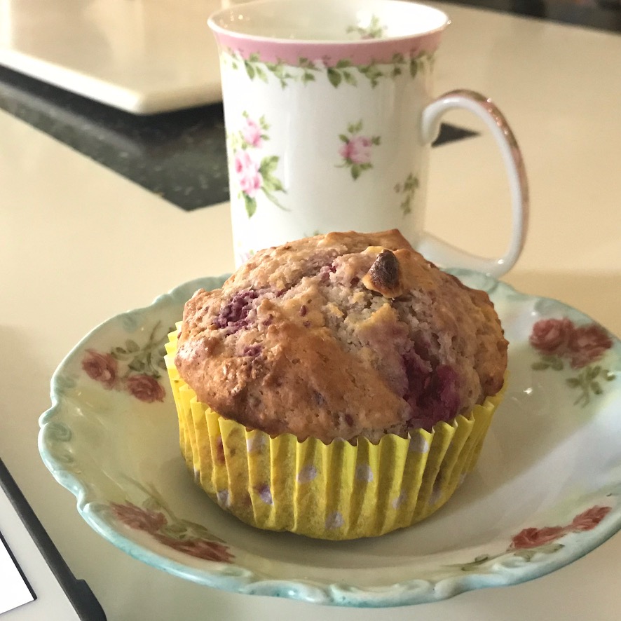 Raspberry and white chocolate muffins